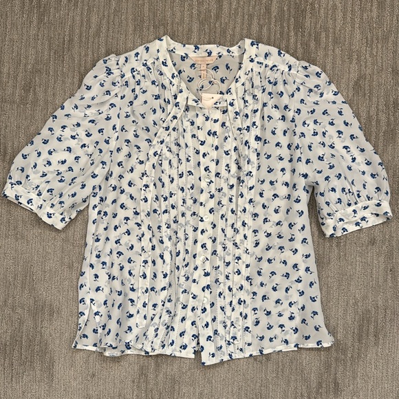 Rebecca Taylor NWOT Puff Sleeve Blouse Silk - Picture 3 of 10